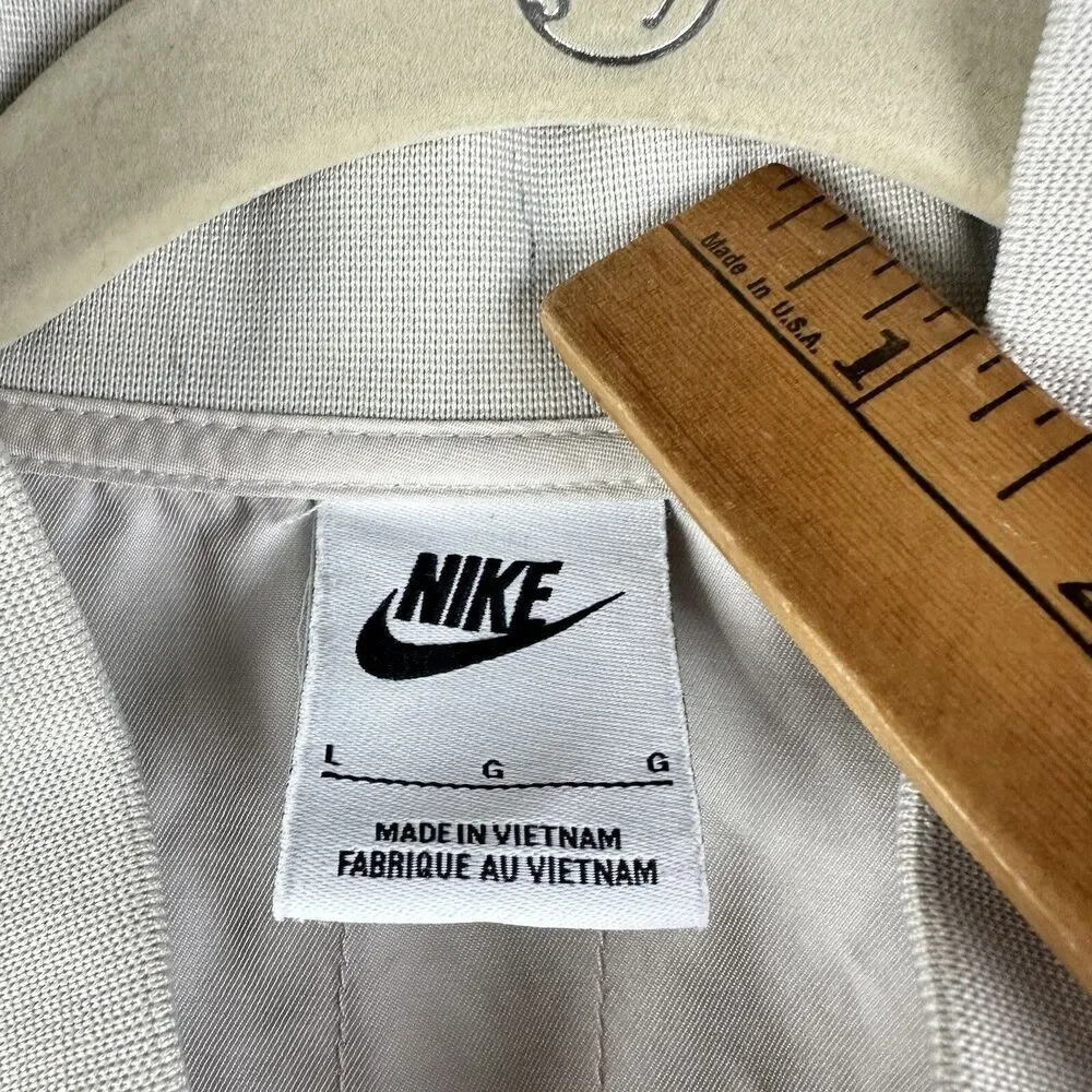 Nike Bomber Jacket Mens Large Cream Essentials Full Zip Lightweight Sportswear*
